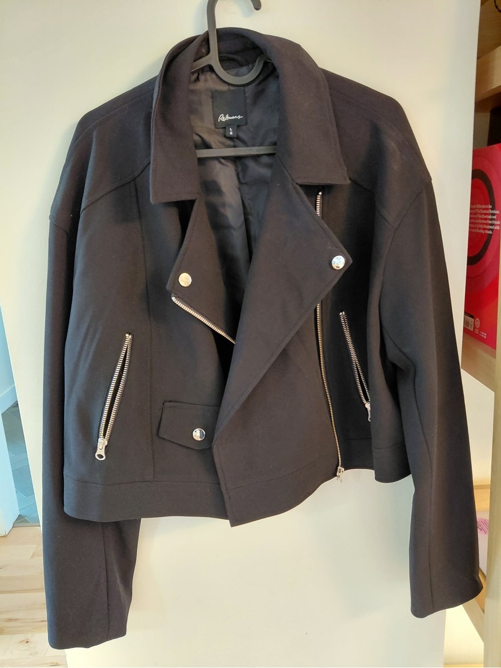 Reitmans Cropped Black Women's Moto Jacket - Size Large